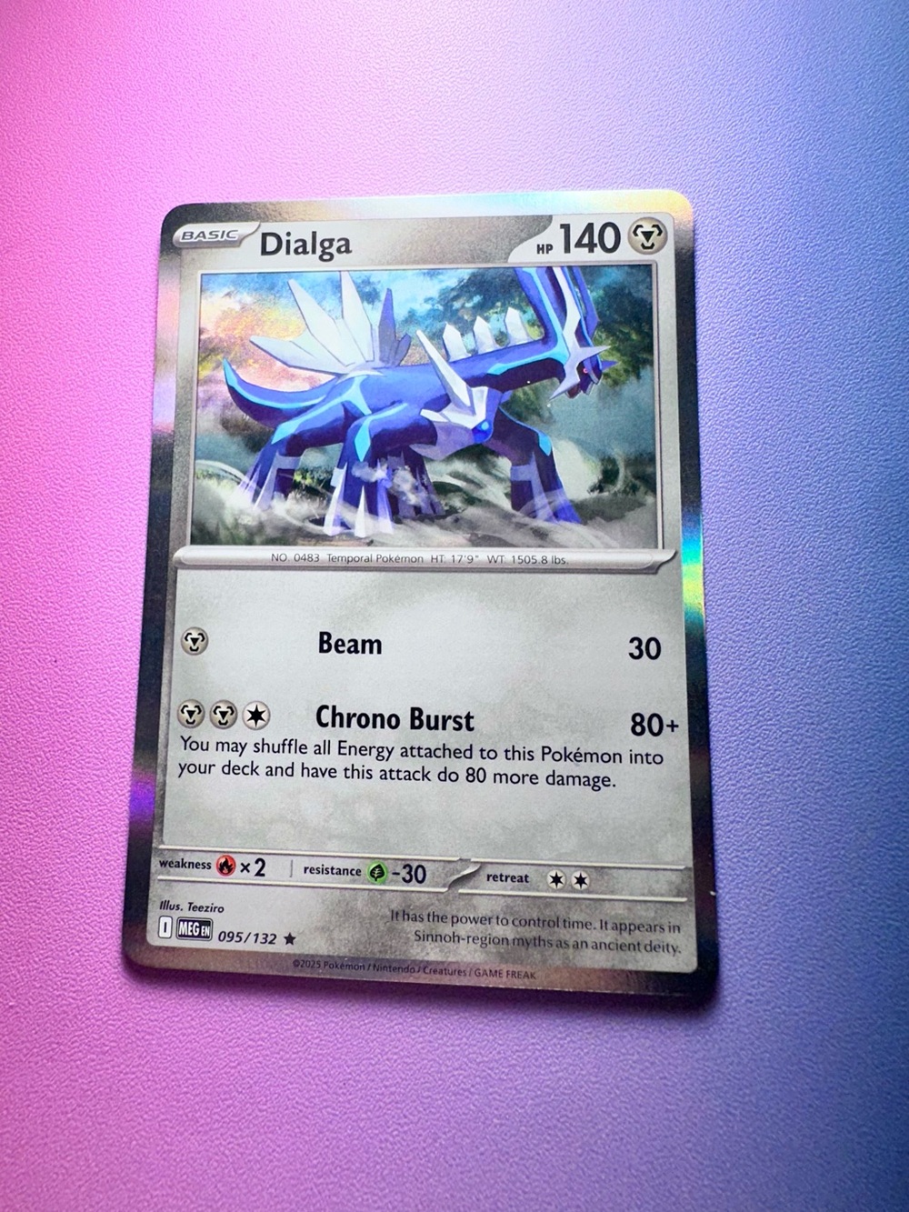 dialga - 095/132 (holo rare) — pokemon: mega evolutions - base set